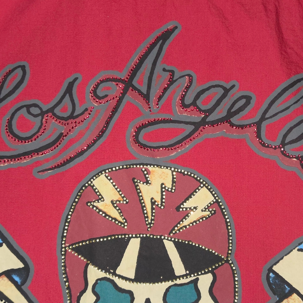 VINTAGE ED HARDY RED BUTTON DOWN SHIRT. MENS (L) DEAD OR ALIVE BLING ☆RARE☆ - Picture 5 of 9